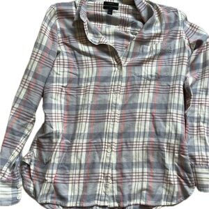 J. Crew Plaid Button Down Flannel Shirt - Gray and Red